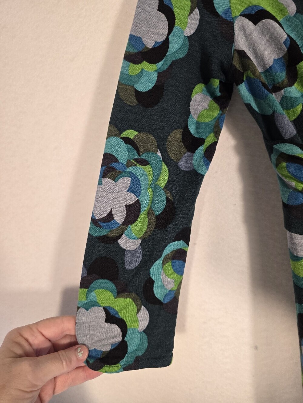 Boden Faux Wrap Green Black Floral Stretchy V Neck 3/4 Sleeve Dress. Ladies 4 - Picture 5 of 9